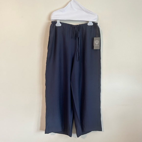 VINCE CAMUTO NWT Cropped Wide Leg Drawstring Pants Mood Indigo Size Small - Picture 2 of 4